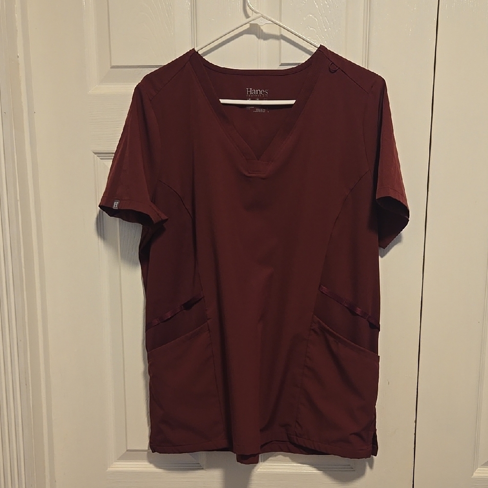 Hanes Burgundy Scrub Top